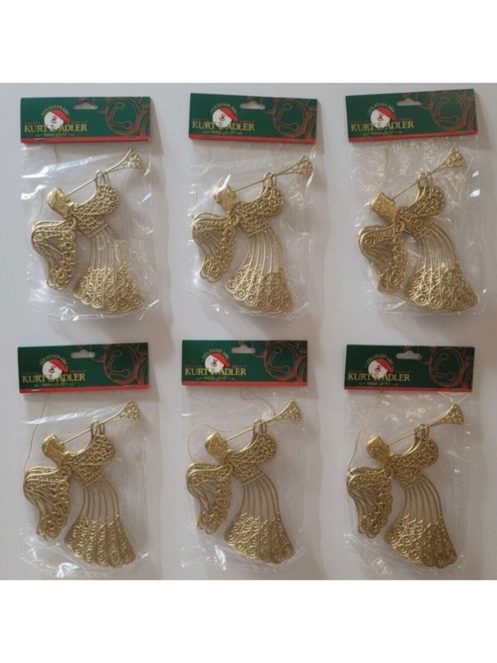 Vtg Kurt S Adler Christmas Angel Ornaments Lot of 6 Gold Filigree New Old Stock